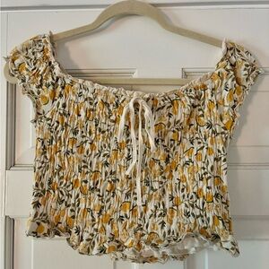 Floral Smocked Off-Shoulder Top - Yellow and White
